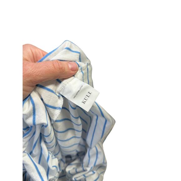 KULE The Modern Long Sleeve Tee Light Blue Cream Striped Shirt - Picture 6 of 7